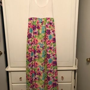 Maternity Pink Blush floral maxi dress.